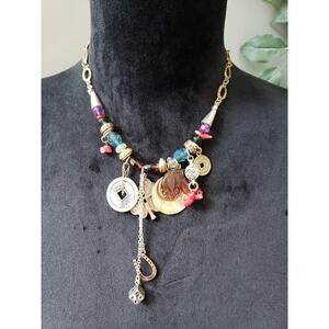 Women's Multicolor Charm Necklace With Horseshoe Coin Dice Pendant Beads
